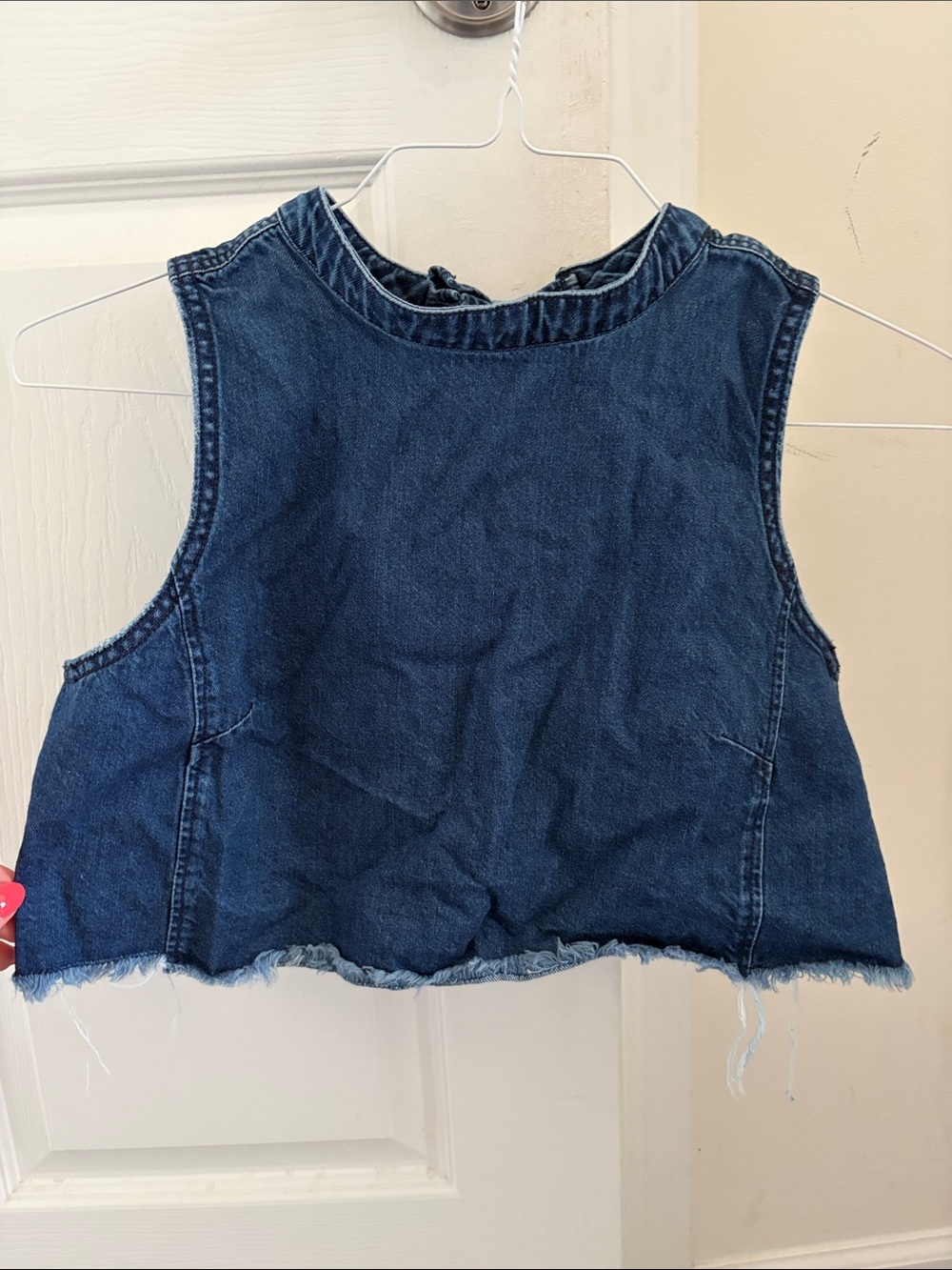 Pilcro Dark Blue Denim Cropped Tank